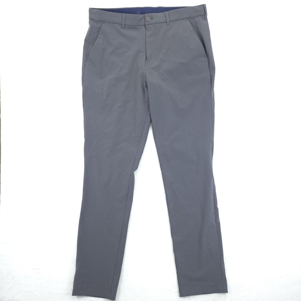MIZZEN + MAIN Pants Men 36x34 (36x32) Helmsman Slim Fit Gray Performance